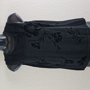 CM Collection | NWT Women's Knitted Black Tank Velvet Floral Beaded Center Top M